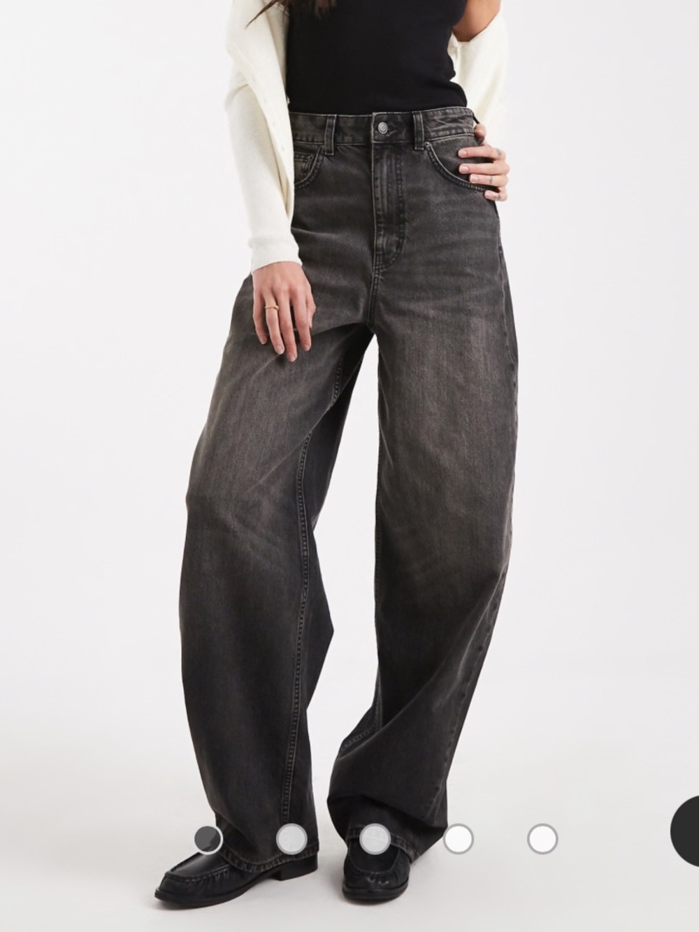 ASOS DESIGN Tall High Waisted Barrel Leg CHARCOAL BLACK